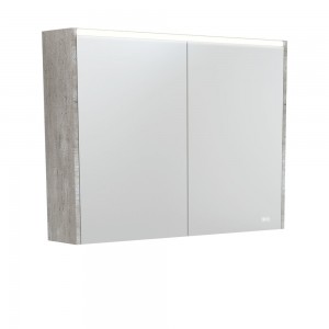 Fie LED Mirror Cabinet with Industrial Side Panels 900